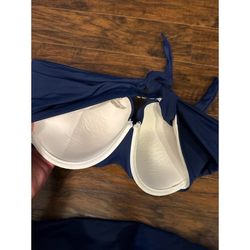 Victoria's Secret Bandeau Bikini Set Swim Top 38 DD Blue Underwire Bottom sz:med - Picture 4 of 6